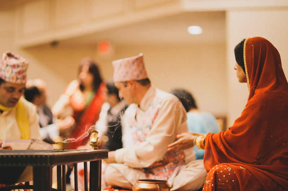 Incense is burned at a hindu wedding ceremony.