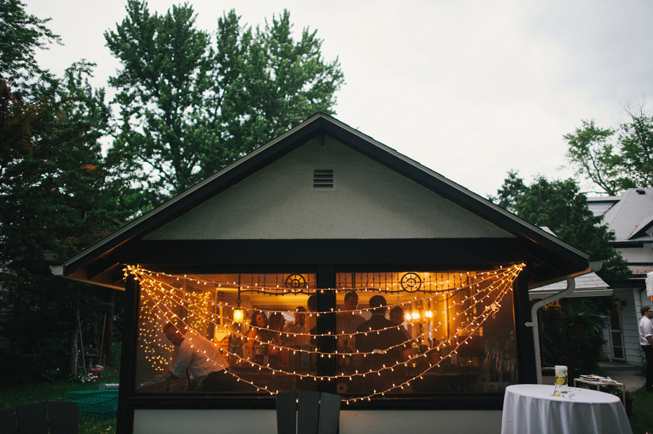 The bar at a backyard wedding reception in Kalamazoo Michigan, by Ann Arbor Wedding Photographer Heather Jowett.