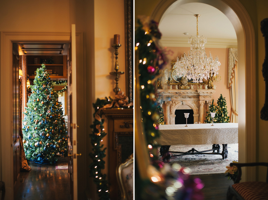 Christmas decorations at the Fountainview mansion, photographed by Ann Arbor Wedding Photographer Heather Jowett.