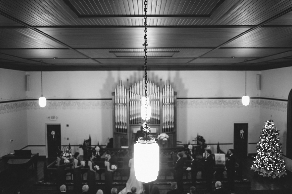 Black and white wedding ceremony photograph, photographed by Ann Arbor Wedding Photographer Heather Jowett.