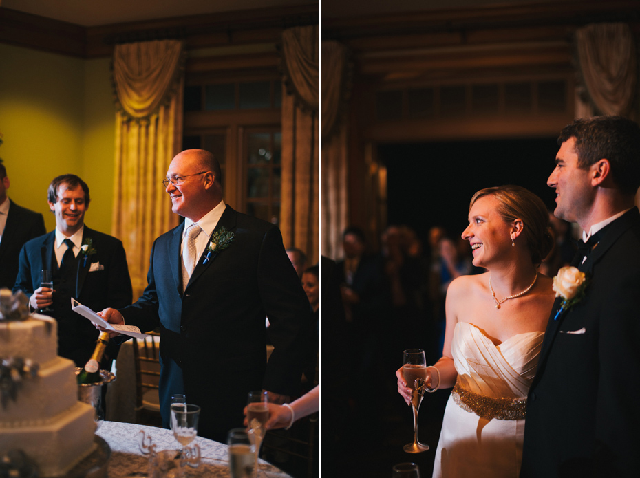 Father of the bride makes a toast at a wedding reception at The Fountainview Mansion in Auburn Alabama, photographed by Ann Arbor Wedding Photographer Heather Jowett.