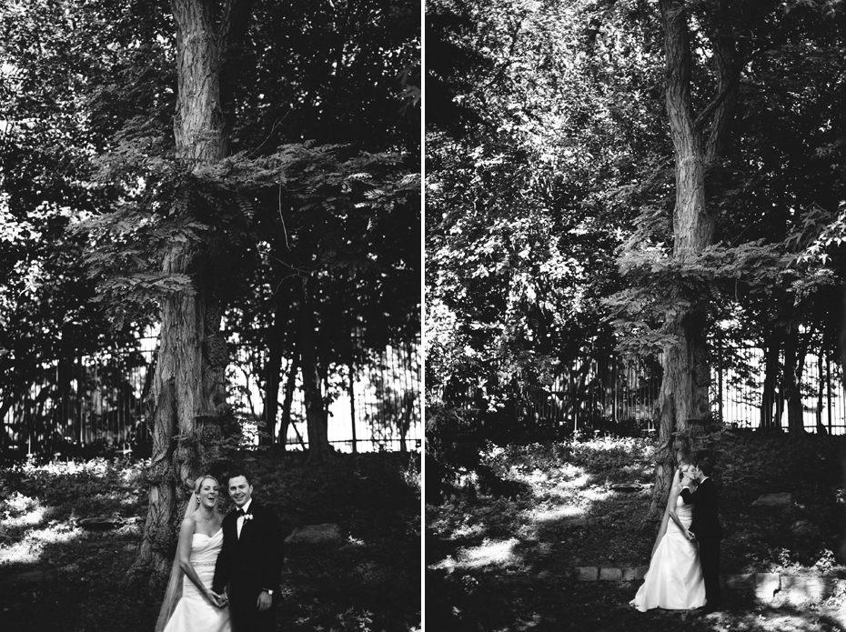 Bride and groom portraits at the Lincoln Park Zoo, by Michigan Wedding Photographer, Heather Jowett