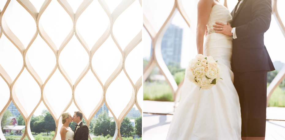 Bride and groom portraits at the Lincoln Park Zoo , by Michigan Wedding Photographer, Heather Jowett shot on a Rolleiflex T