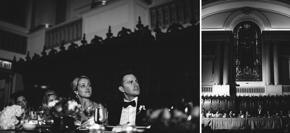 The best man makes a toast at a wedding reception at The Murphy Building in Chicago, by Michigan Wedding Photographer, Heather Jowett