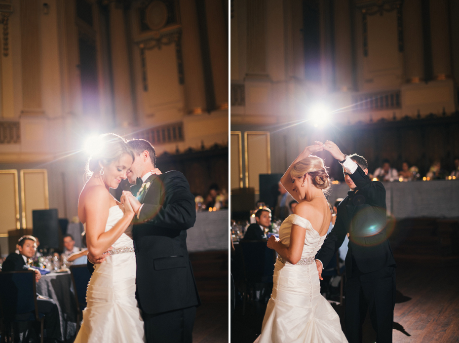 The first dance at a wedding reception at The Murphy Building in Chicago, by Michigan Wedding Photographer, Heather Jowett