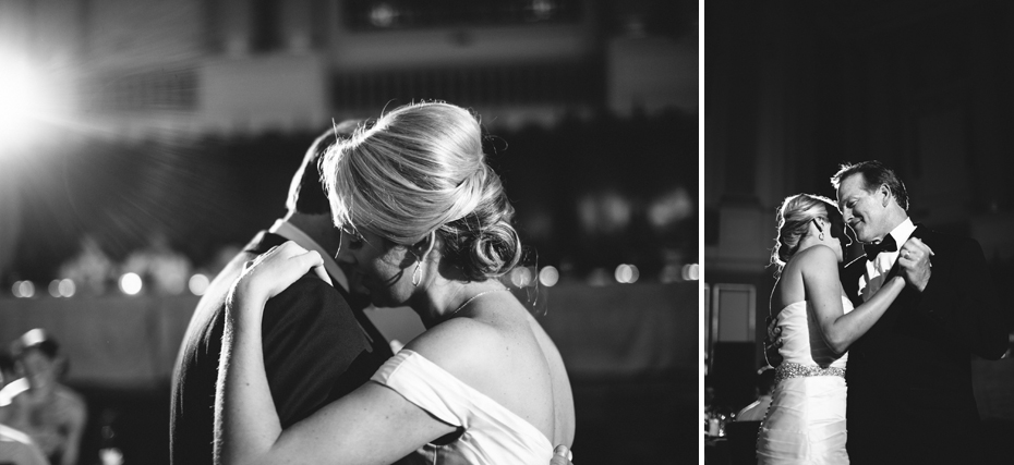 The bride shares a dance with her father at a wedding reception at The Murphy Building in Chicago, by Michigan Wedding Photographer, Heather Jowett