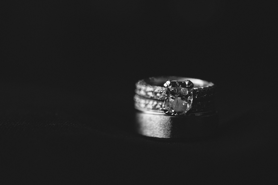 Wedding rings at a wedding reception at The Murphy Building in Chicago, by Michigan Wedding Photographer, Heather Jowett