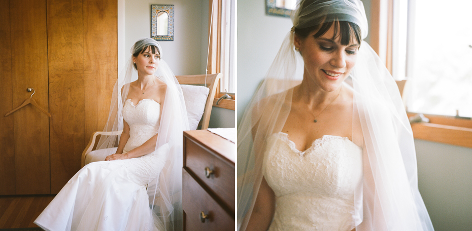 Bridal portraits on film using a vintage Rolleiflex by Ann Arbor Michigan wedding photographer, Heather Jowett.