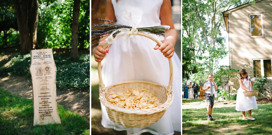 A backyard wedding ceremony begins by Ann Arbor Michigan wedding photographer, Heather Jowett.