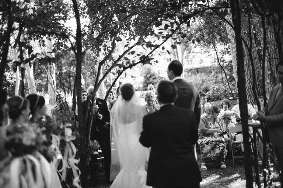 The crowd cheers during A backyard wedding by Detroit Michigan wedding photographer, Heather Jowett.