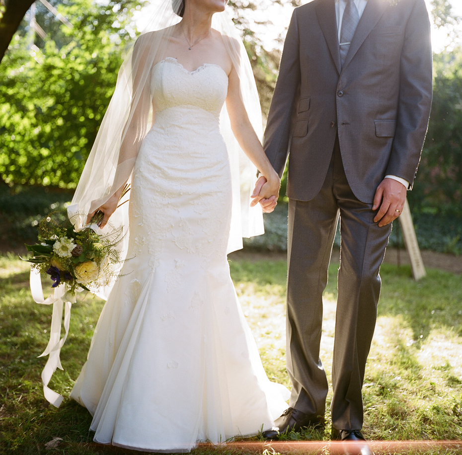 Bride and groom portraits photographed on film using a vintage Rolleiflex by Ann Arbor Michigan wedding photographer, Heather Jowett.