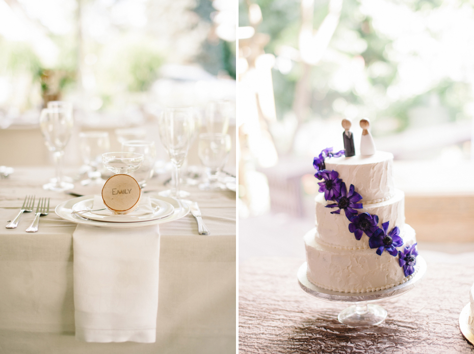 Some of the DIY details and the cake at a backyard wedding reception by Ann Arbor Michigan wedding photographer, Heather Jowett.