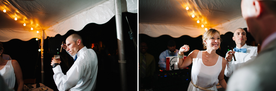 Guests dancing at a backyard wedding by Bloomfield Hills wedding photographer Heather Jowett.