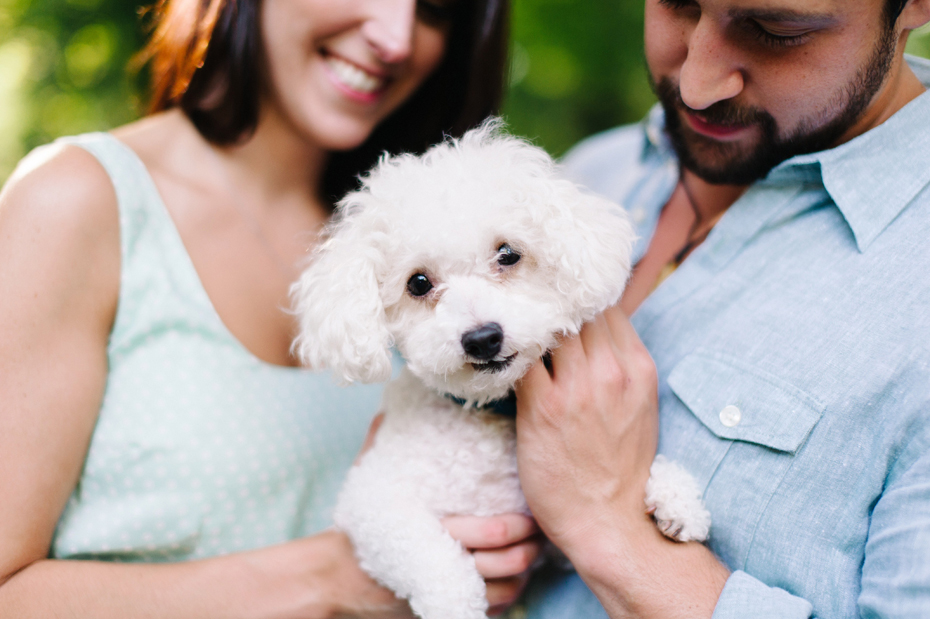 A couple poses with their dogs during a Newport News Virginia engagement session by Ann Arbor Wedding Photographer Heather Jowett.