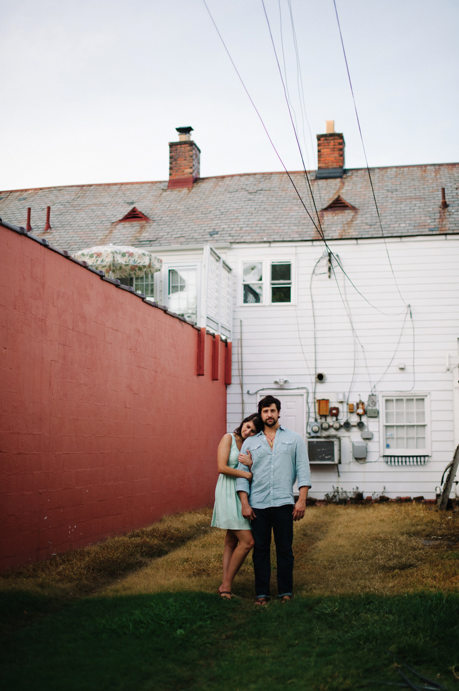 Portrait of a couple in Hilton Village during a Newport News Virginia engagement session by Ann Arbor Wedding Photographer Heather Jowett.