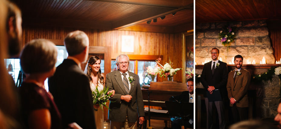 The bride is given away by her father, by Ann Arbor Michigan Wedding Photographer Heather Jowett.