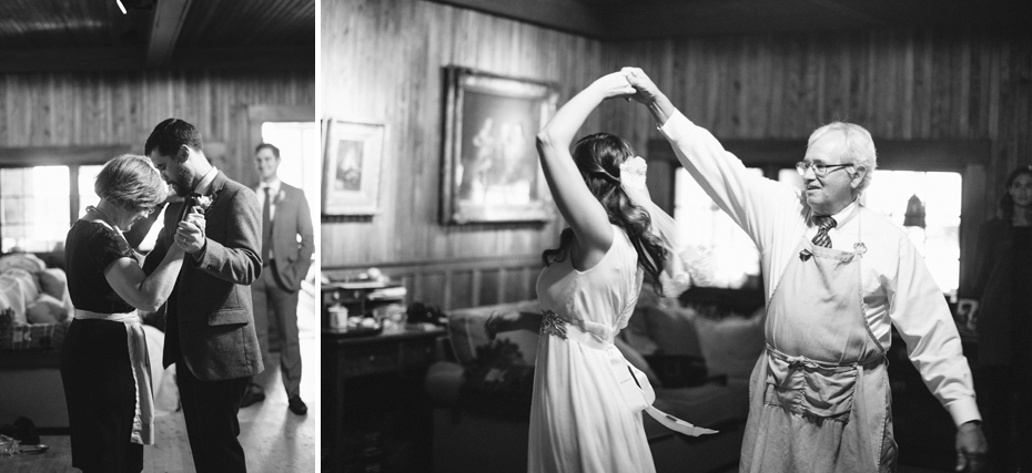 Bride and groom share dances with their parents after their elopement by Ann Arbor Michigan Wedding Photographer Heather Jowett.