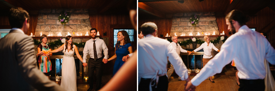 Bride and groom dance with their close family after their elopement by Ann Arbor Michigan Wedding Photographer Heather Jowett.