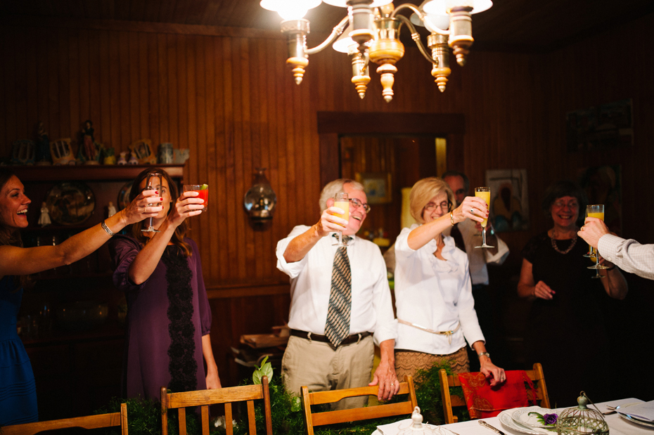 Toasts to the bride and groom after a Northern Michigan elopement by Ann Arbor Michigan Wedding Photographer Heather Jowett.