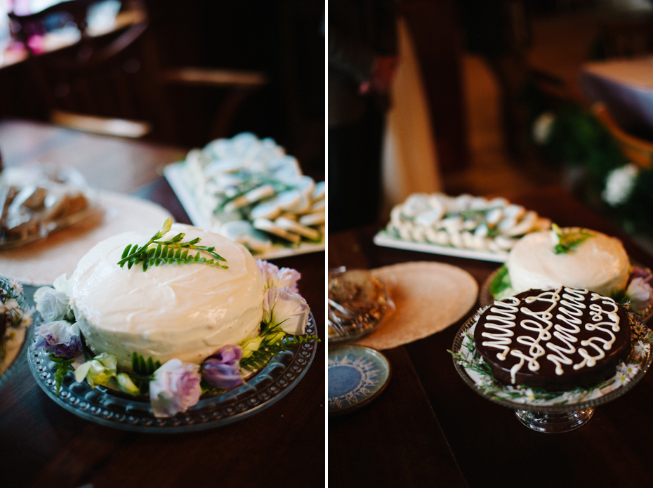 The homemade wedding cakes at a Northern Michigan elopement by Ann Arbor Michigan Wedding Photographer Heather Jowett.