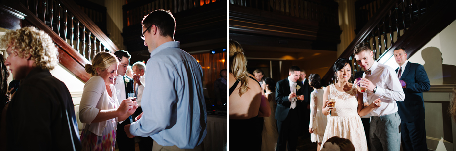 Guests dance at wedding reception at the Amway Grand Hotel in Grand Rapids Michigan