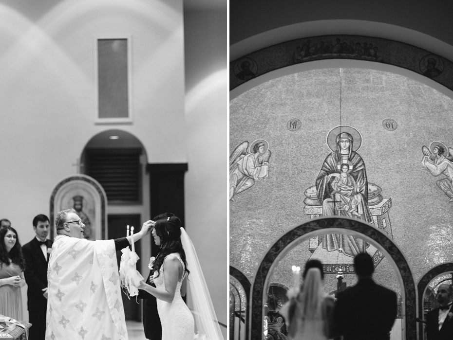The ceremony of the betrothal at Saints Constantine & Helen Greek Orthodox Church in Newport News by Virginia Wedding Photographer, Heather Jowett.