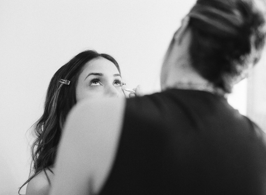 A bride gets ready for her wedding at the Sundy House in Delray Florida.