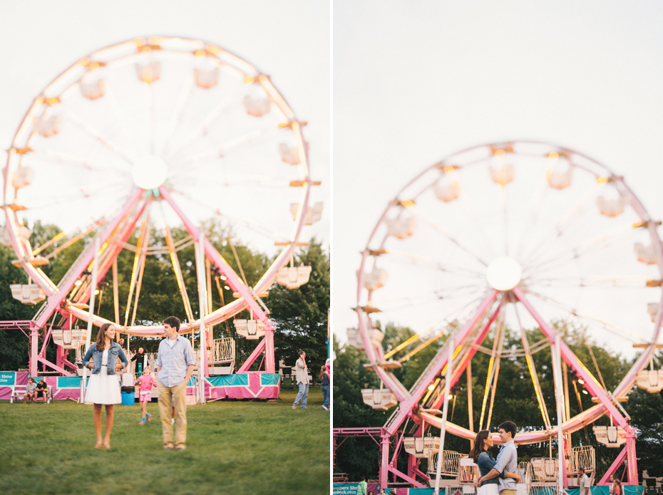 A couple with the ferris wheel at the Saint Clair County 4h fair by Michigan wedding photographer Heather Jowett.