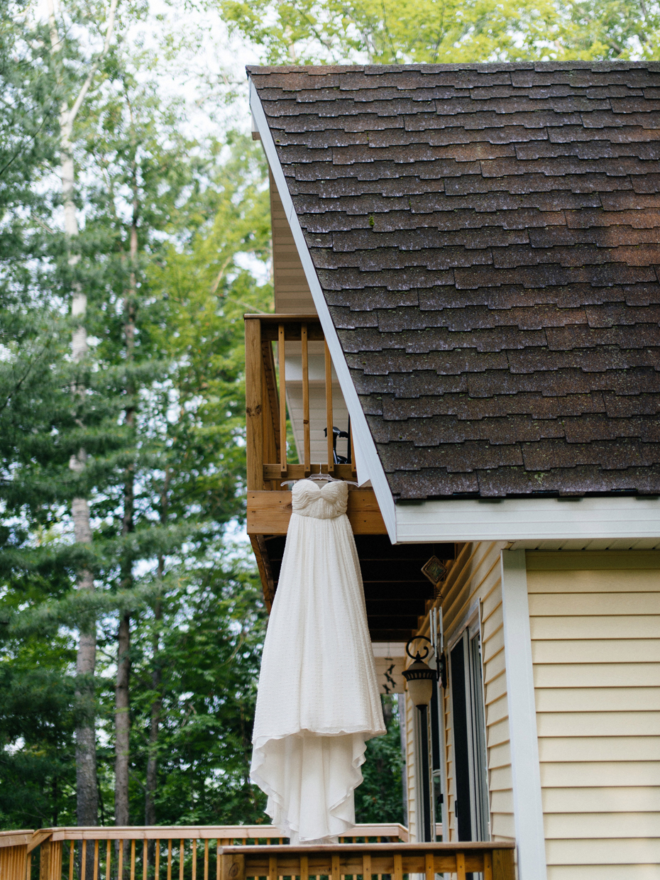 Ivy and Aster Sweetpea dress at rustic cabin wedding in Northern Michigan.