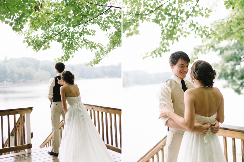 Emotional lakeside first look wedding photography in Northern Michigan.