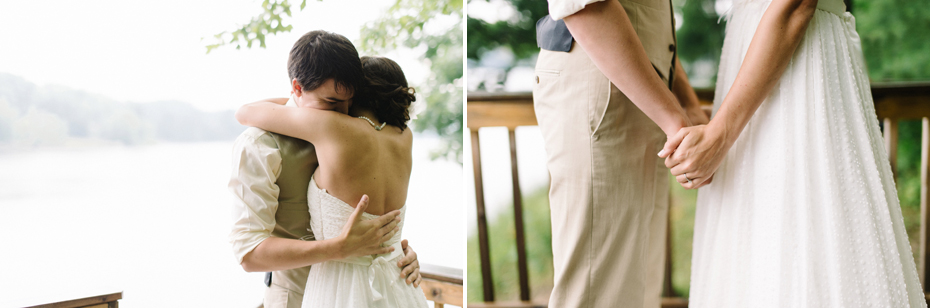 Emotional lakeside first look wedding photography in Northern Michigan.