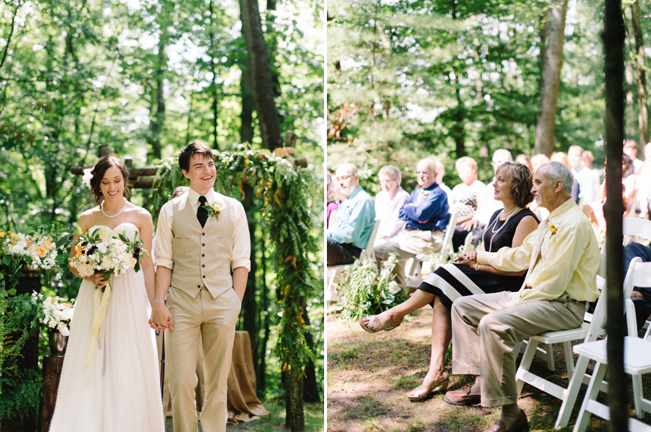 Rustic wooded wedding ceremony in Northern Michigan.