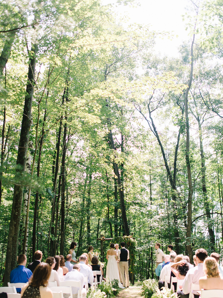 Rustic wooded wedding ceremony in Northern Michigan.