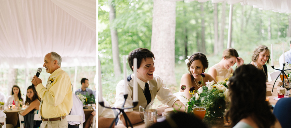 Father of the bride toast by Wedding Photographer Heather Jowett at a Northern Michigan wedding.