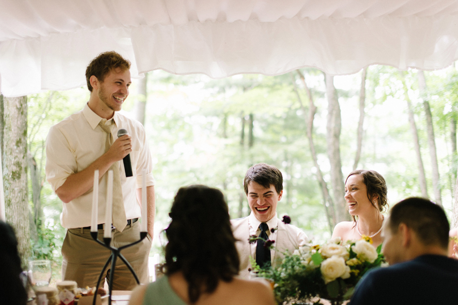 Best man speech at Northern Michigan wedding by Wedding Photographer Heather Jowett.