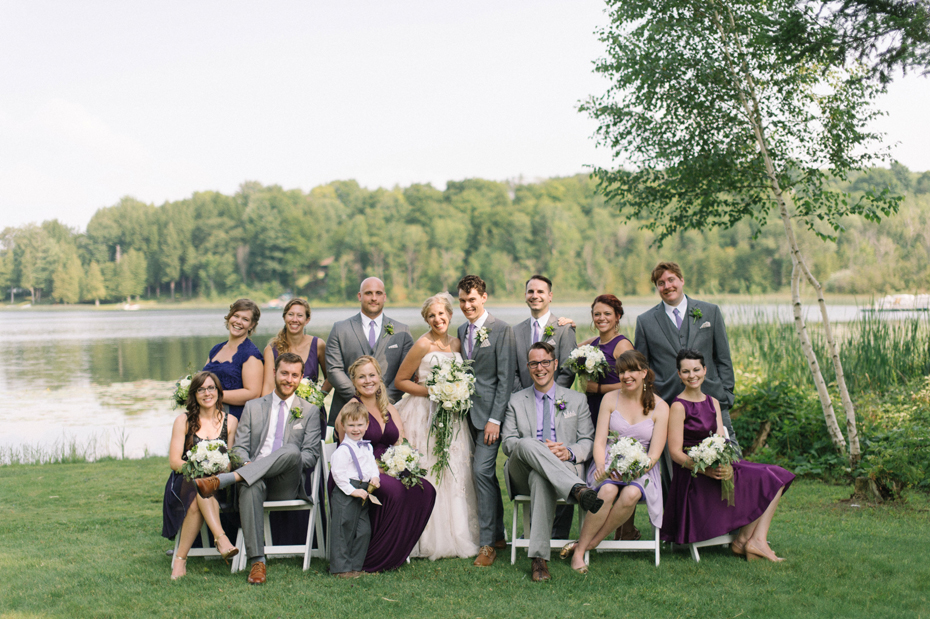Wedding party in purple at Tapawingo in Northern Michigan by Ann Arbor Wedding Photographer Heather Jowett.