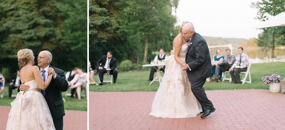 Father daughter dance at a wedding reception at Tapawingo in Northern Michigan by Ann Arbor Wedding Photographer Heather Jowett.