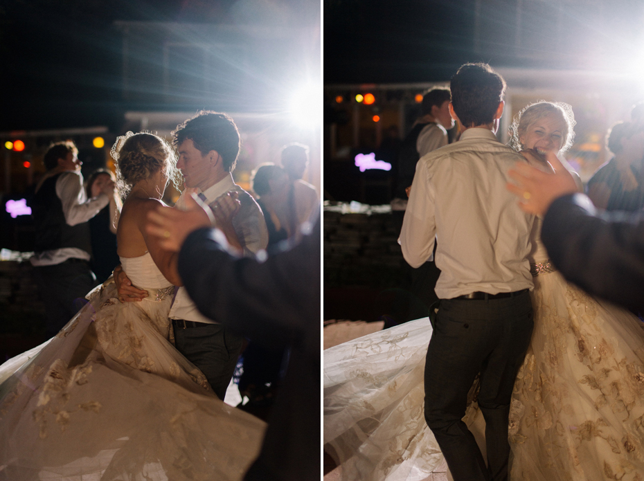Bride and groom dance during a wedding reception at Tapawingo in Northern Michigan by Ann Arbor Wedding Photographer Heather Jowett.