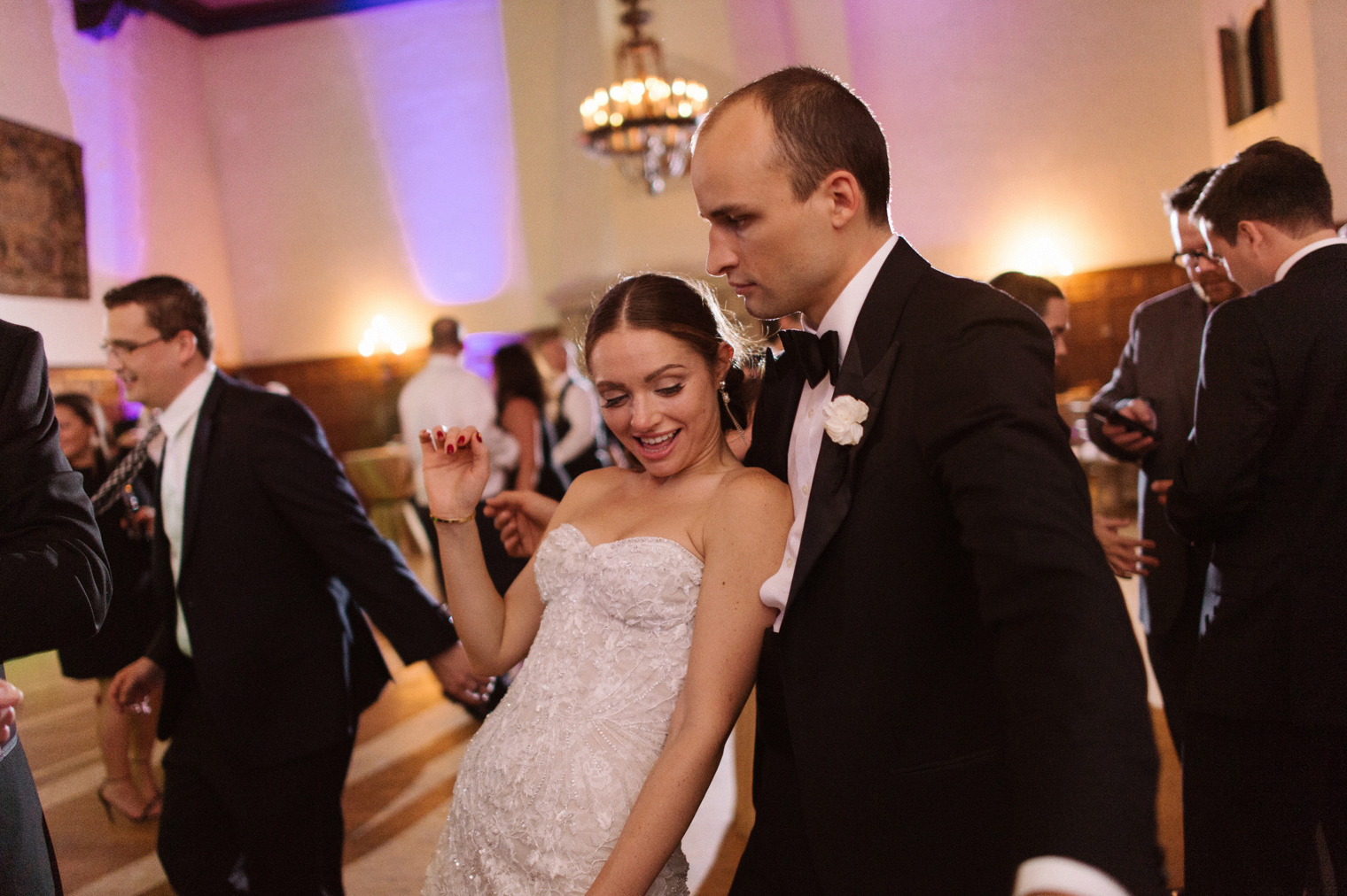 Bride and groom dance the night away at a black tie Detroit Yacht Club wedding by Michigan Photographer Heather Jowett.