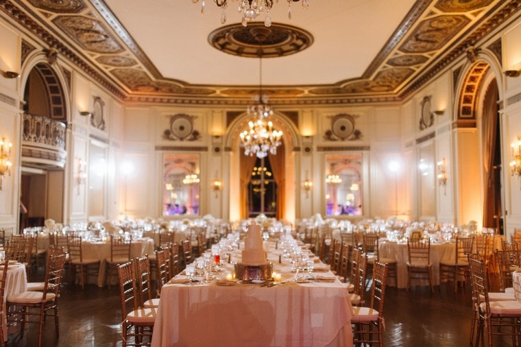 Colony Club Wedding Reception with gold and white accents in Detroit