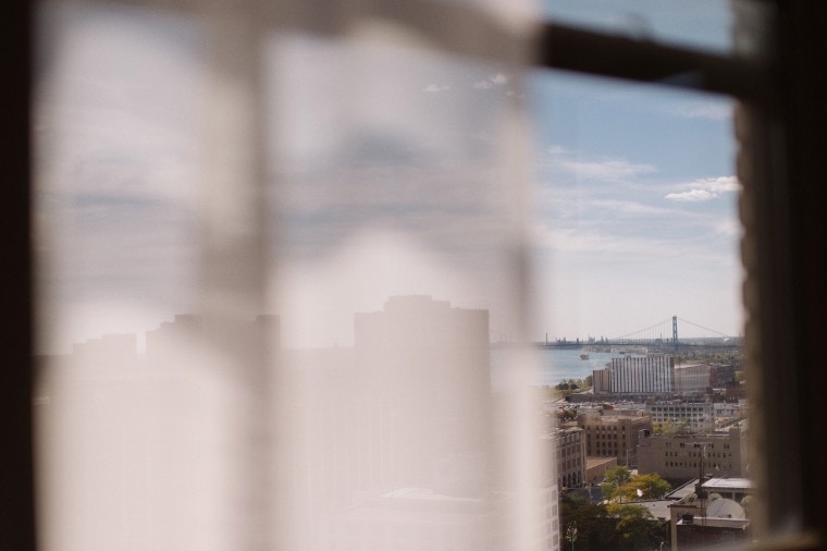 A view of the Ambassador Bridge in Detroit