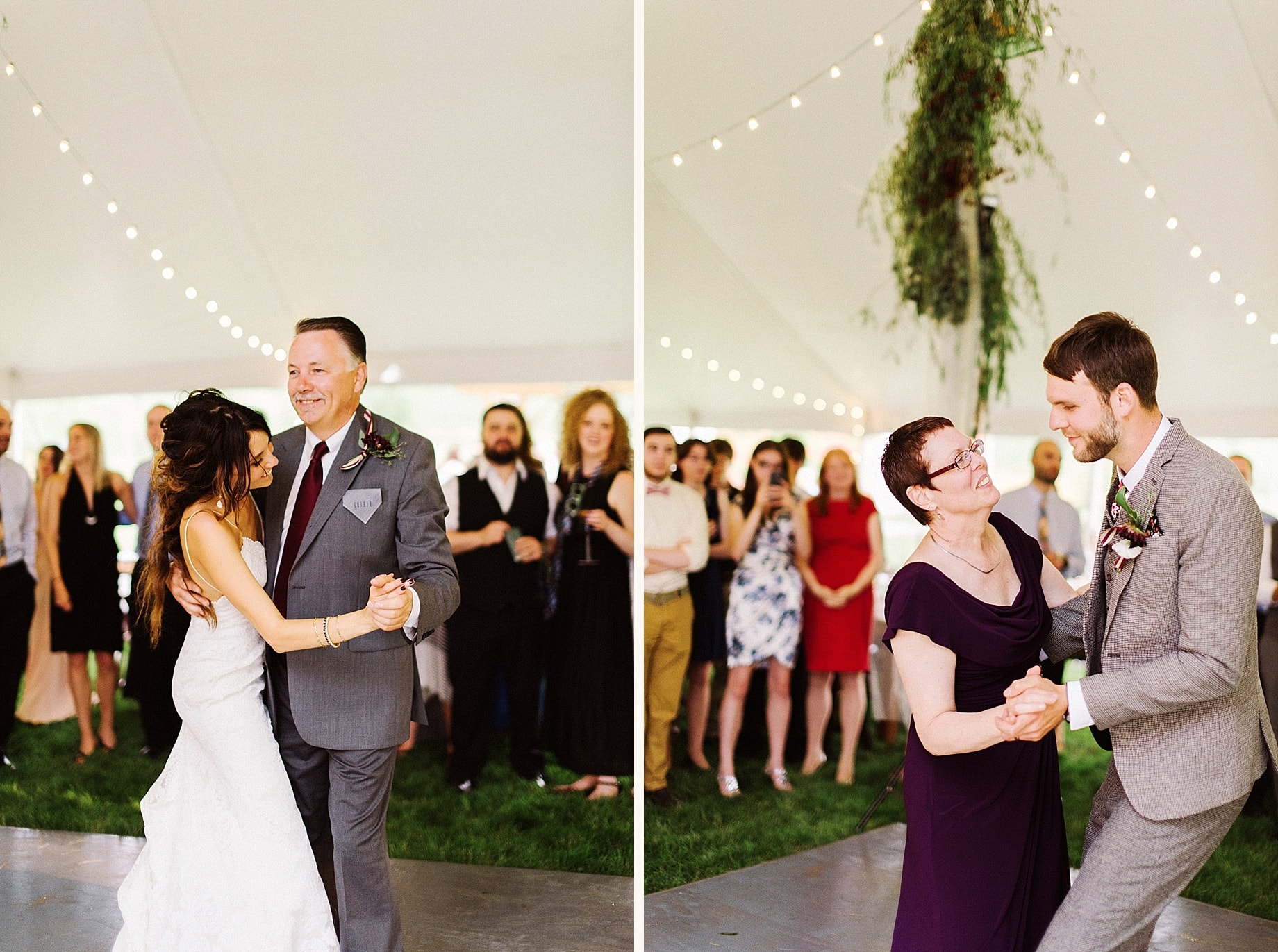 bride and groom share dances with their parents