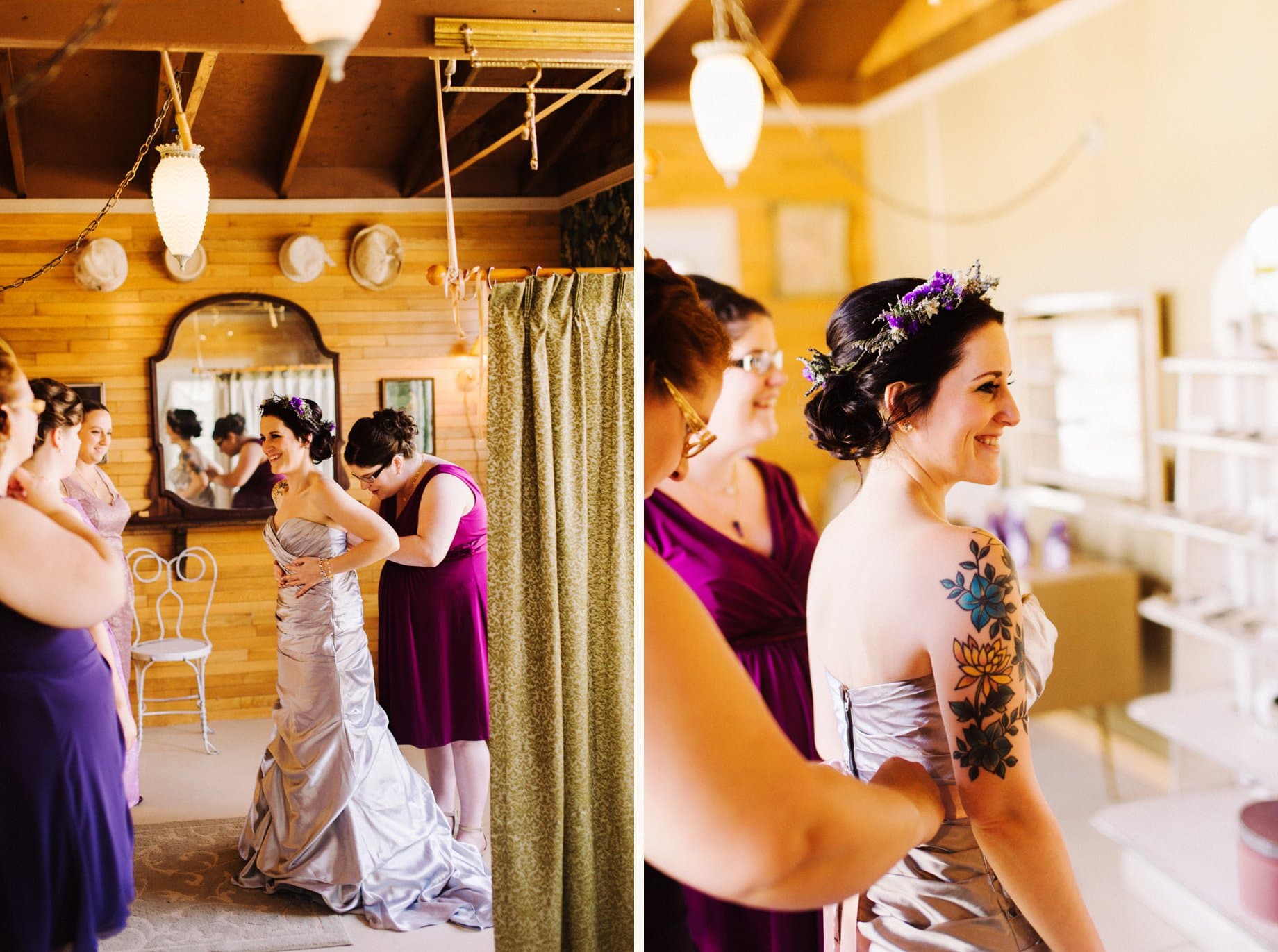 bride wearing purple