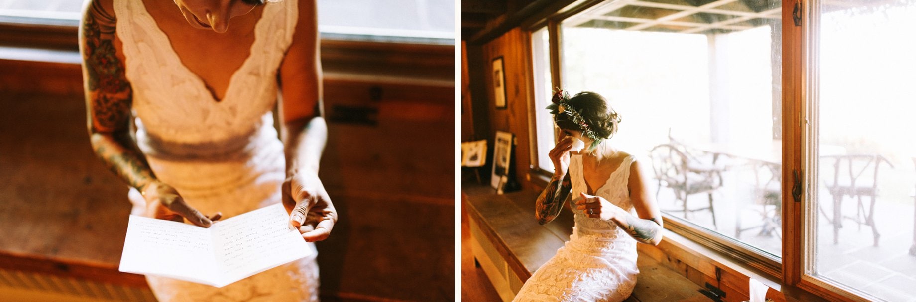 bride reading emotional note