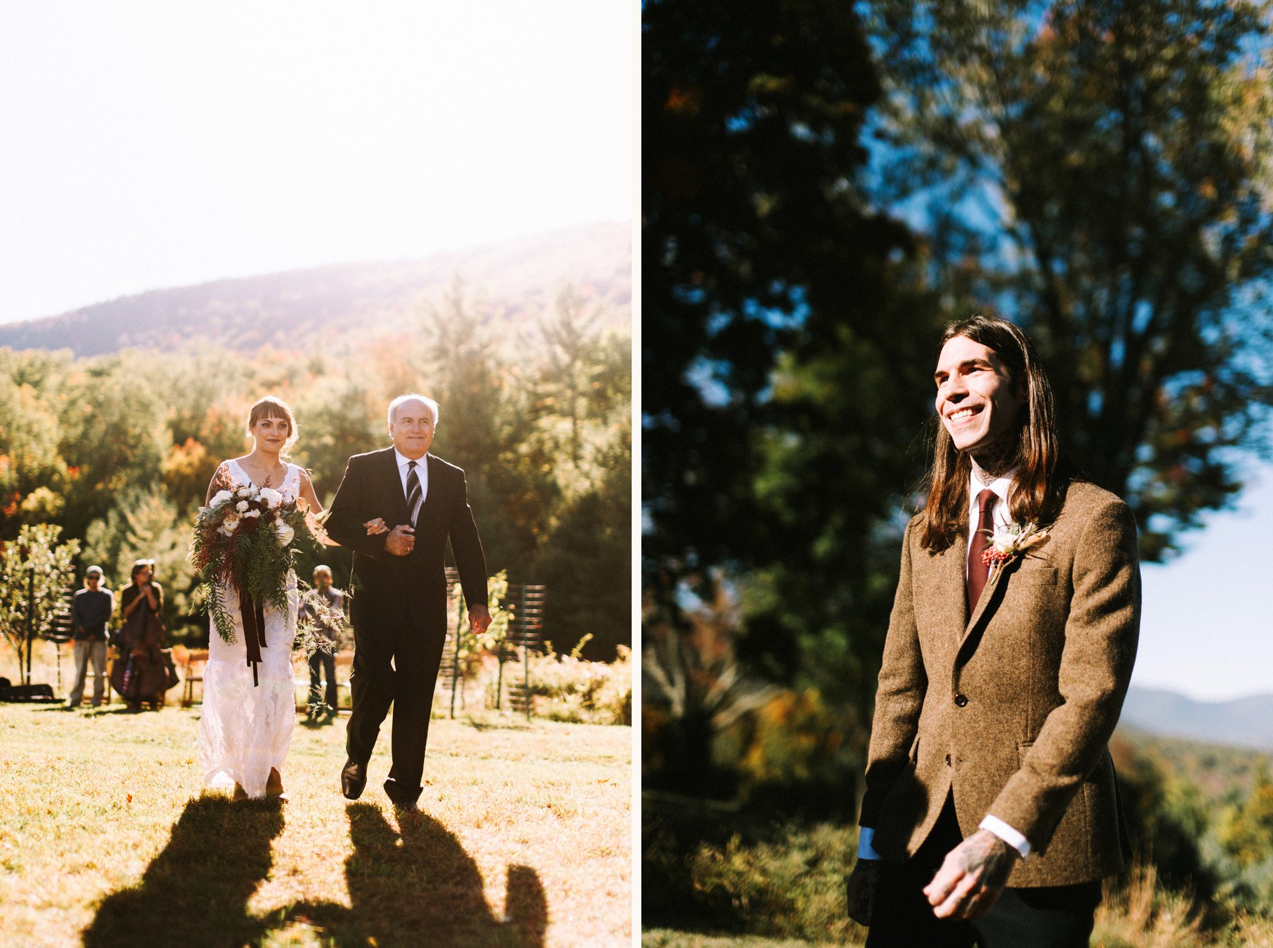 fall wedding ceremony at ashokan dreams