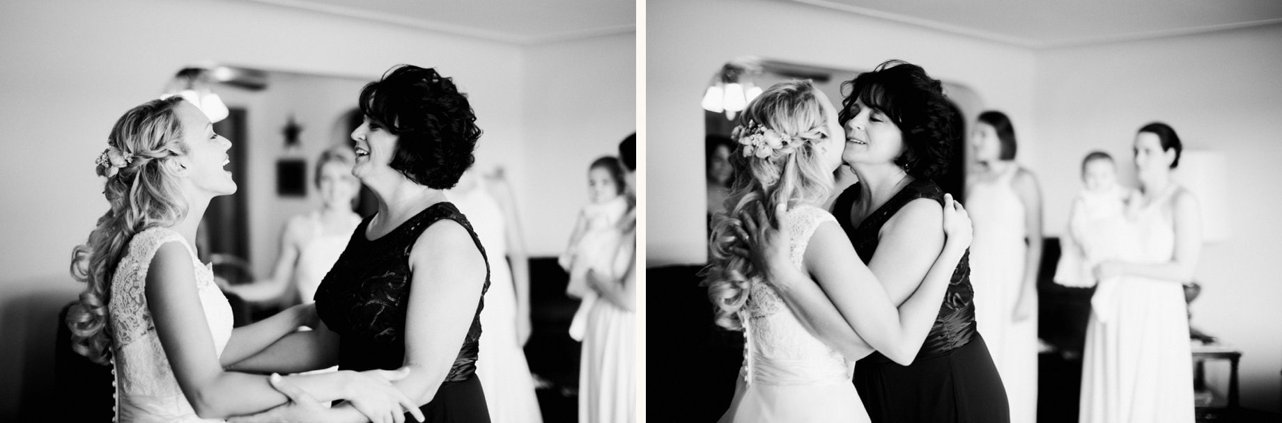 emotional moment between mother and bride