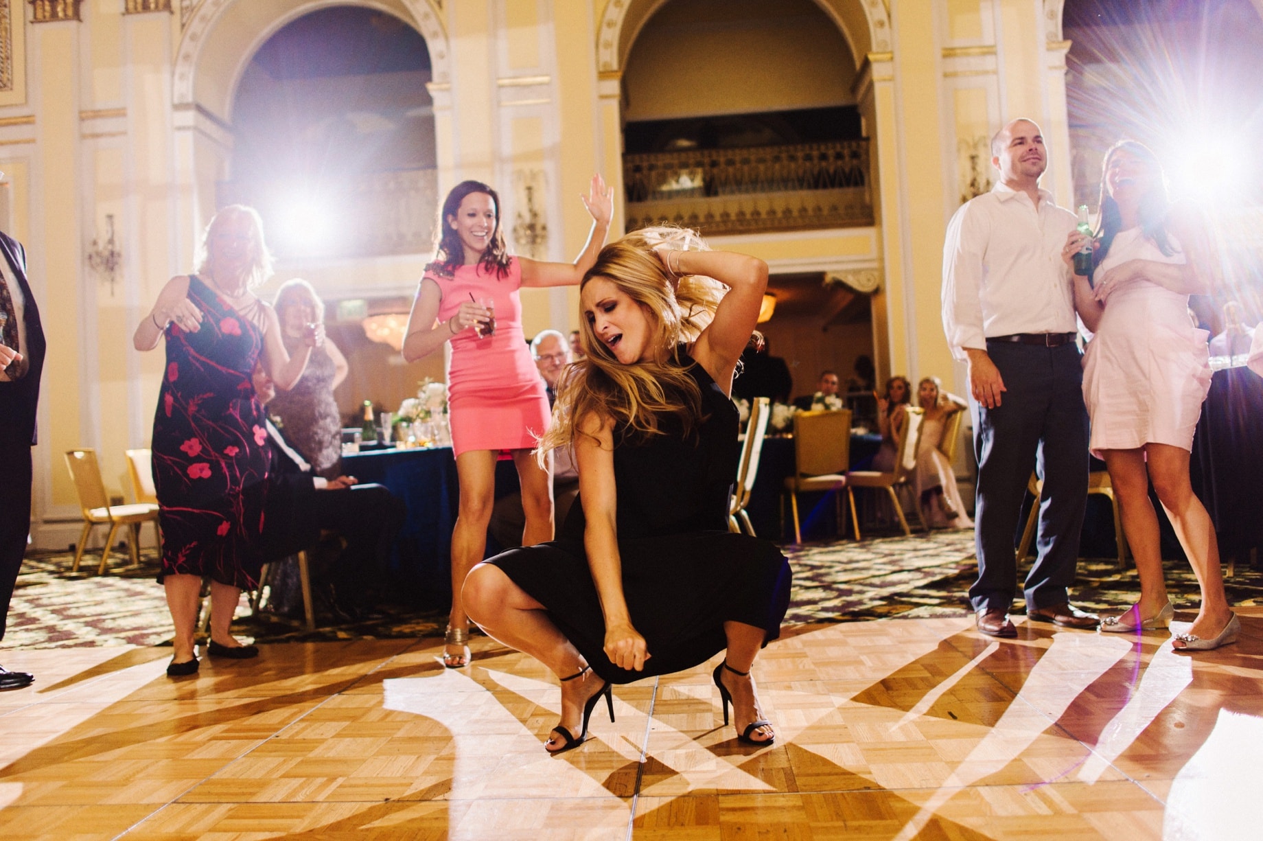 wedding guests dancing