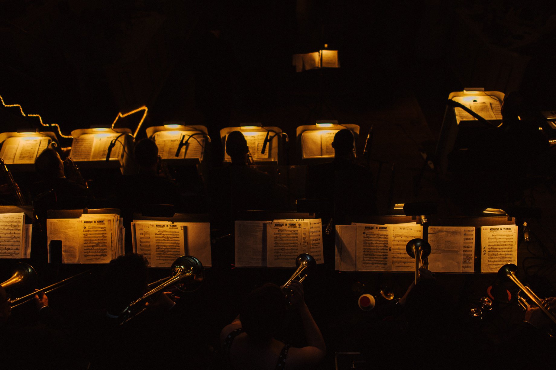 big brass band playng at a wedding reception