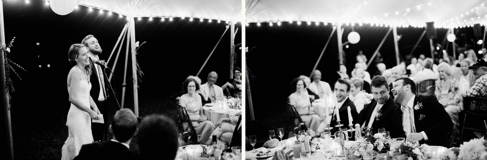 bride anf groom thanking wedding guests for coming to their wedding