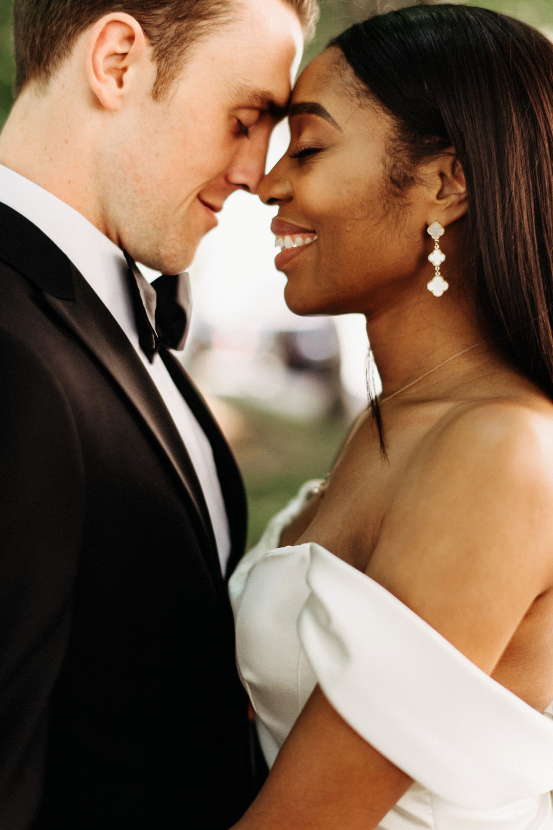 portrait of modern classic bride and groom